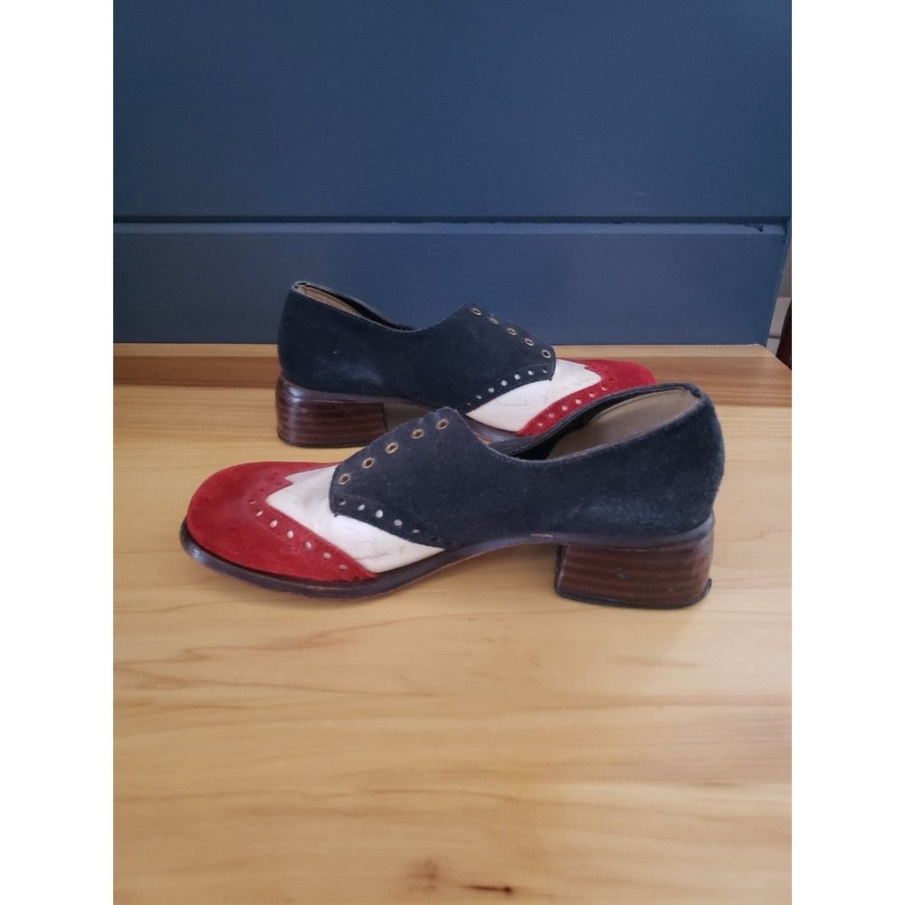 60s/70s Red, White, and‎ Blue Suede Shoes - Picture 6 of 12